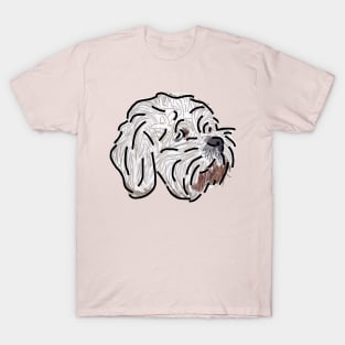 Bichon Frise Mix Dog Portrait Pink T-Shirt